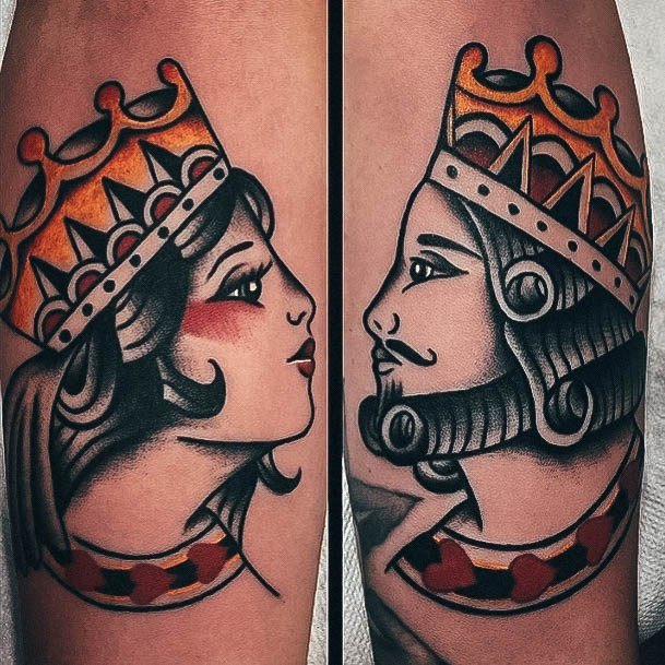 Neat King And Queen Tattoo On Female