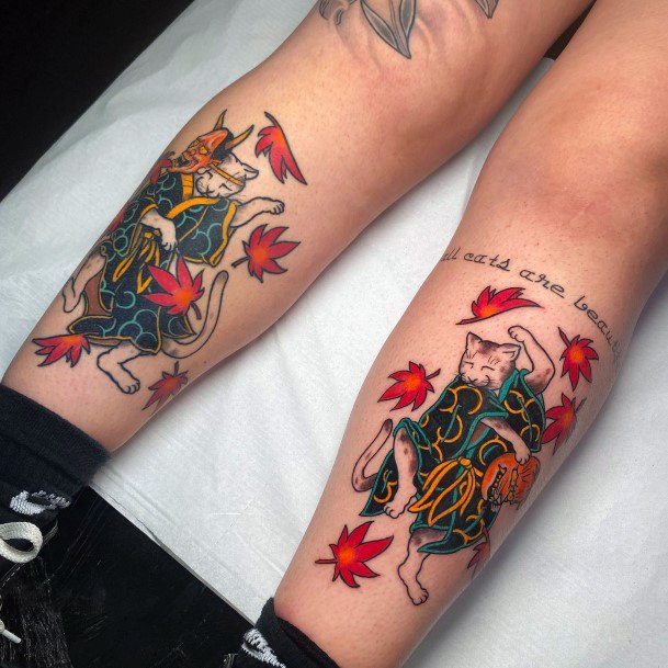 Neat Kitsune Tattoo On Female