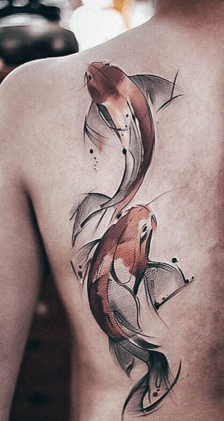 Neat Koi Fish Tattoo On Female