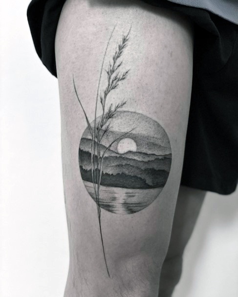 Neat Lake Tattoo On Female