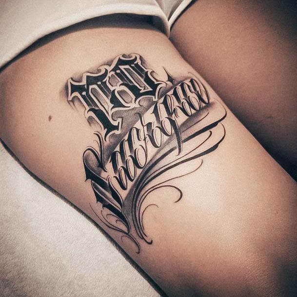 Neat Lettering Tattoo On Female