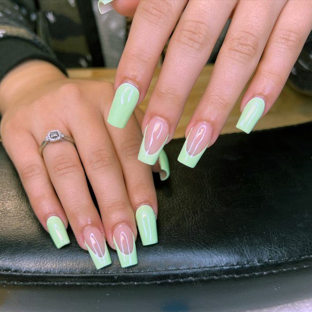 Neat Light Green Nail On Female