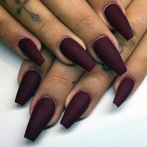 Neat Matte Maroon Nail On Female