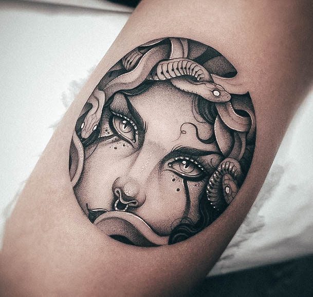 Neat Medusa Tattoo On Female