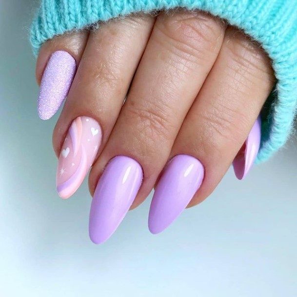 Neat Nail Designs Pink Almond On Female