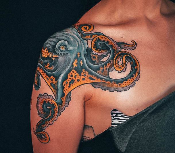 Neat Octopus Tattoo On Female