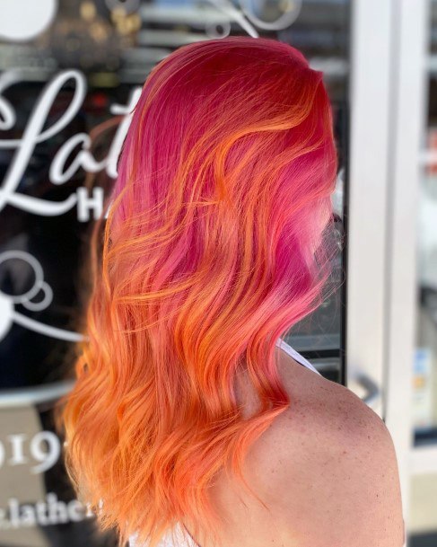 Neat Orange Ombre Hairstyles On Female