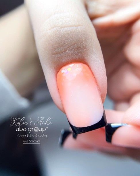 Neat Orange Ombre Nail On Female