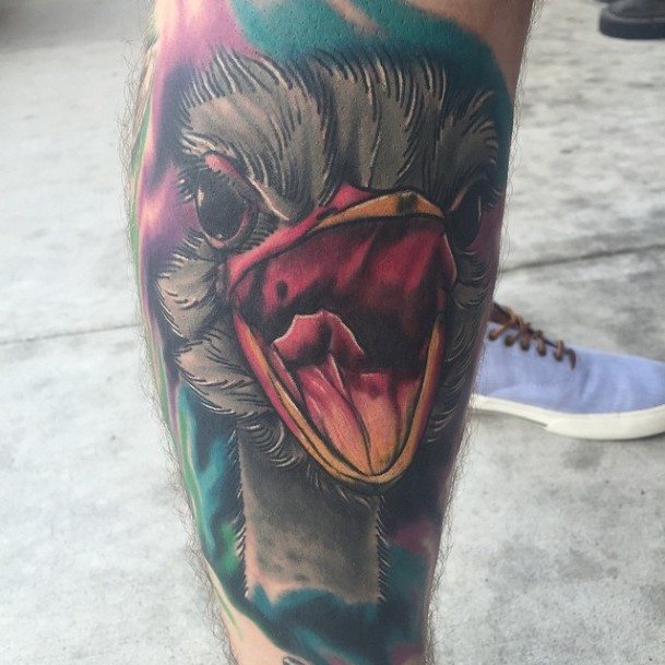 Neat Ostrich Tattoo On Female