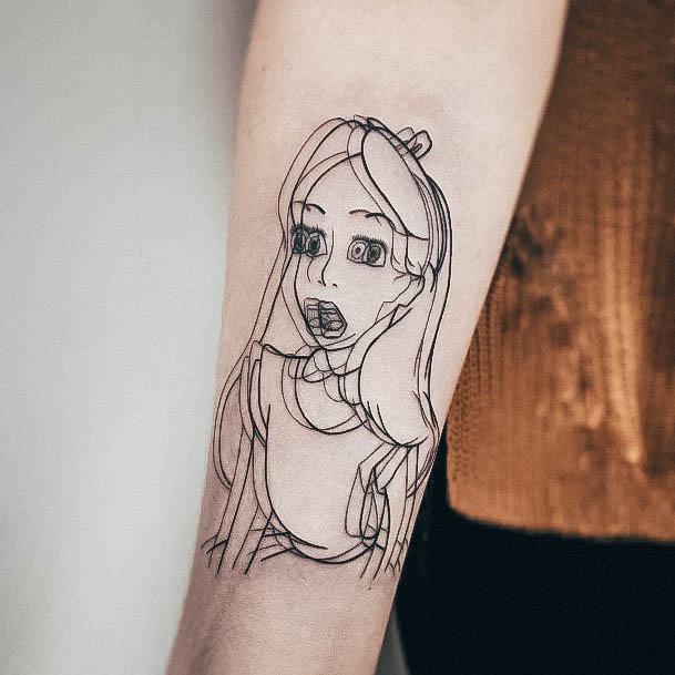 Neat Outline Tattoo On Female