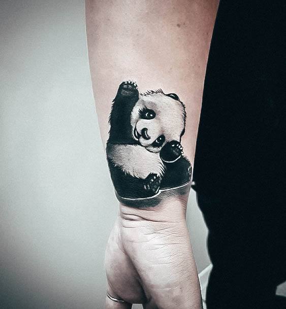 Neat Panda Tattoo On Female