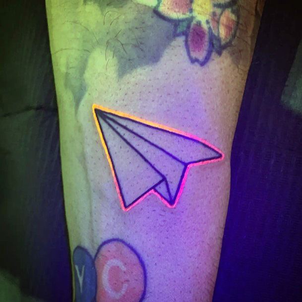 Neat Paper Airplane Tattoo On Female