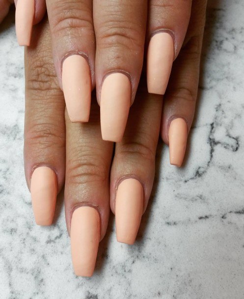 Neat Peach Matte Nail On Female