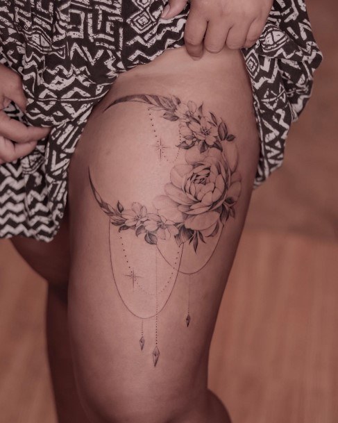 Neat Peony Tattoo On Female