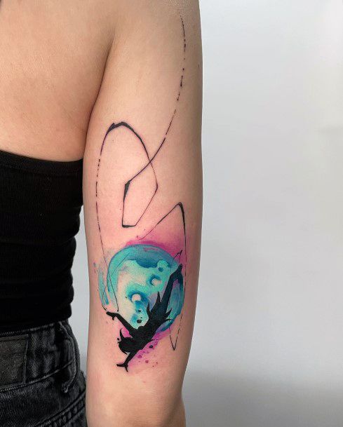 Neat Peter Pan Tattoo On Female