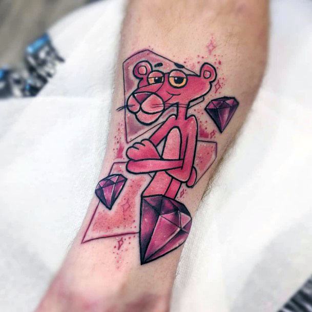 Neat Pink Panther Tattoo On Female