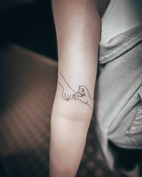 Neat Pinky Promise Tattoo On Female