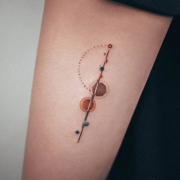 Neat Planet Tattoo On Female