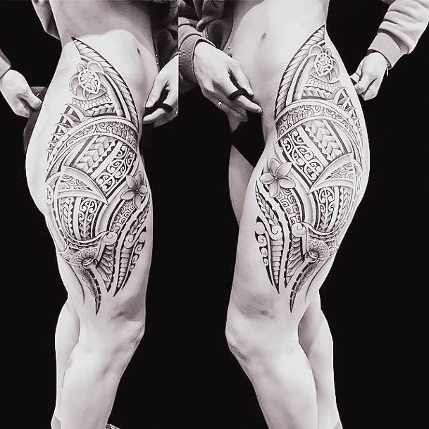 Neat Polynesian Tattoo On Female