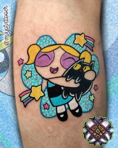 Neat Powerpuff Girls Bubbles Tattoo On Female