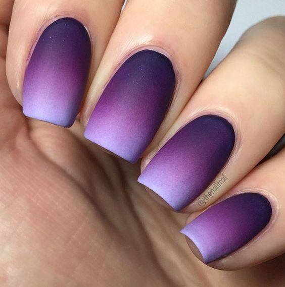 Neat Purple Ombre Nail On Female