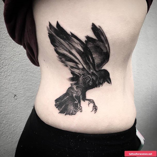 Neat Raven Tattoo On Female