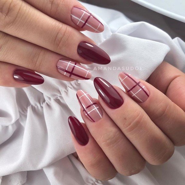 Neat Red And Nude Nail On Female