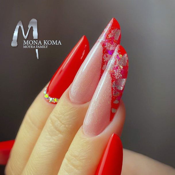 Neat Red Dress Nail On Female