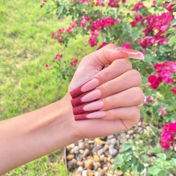 Neat Red French Tip Nail On Female