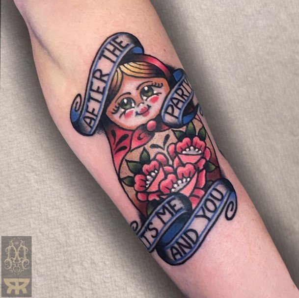 Neat Russian Nesting Doll Matryoshka Tattoo On Female