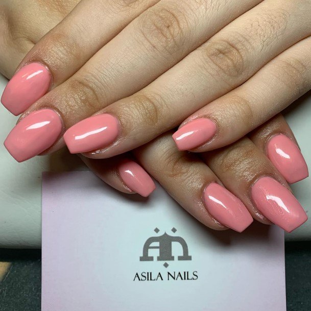 Neat Short Pink Nail On Female