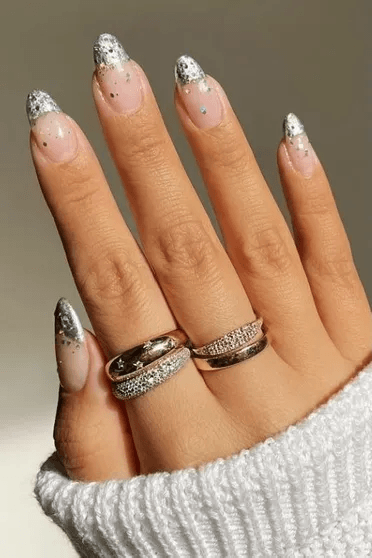 Neat Silver French Tip Nail On Female