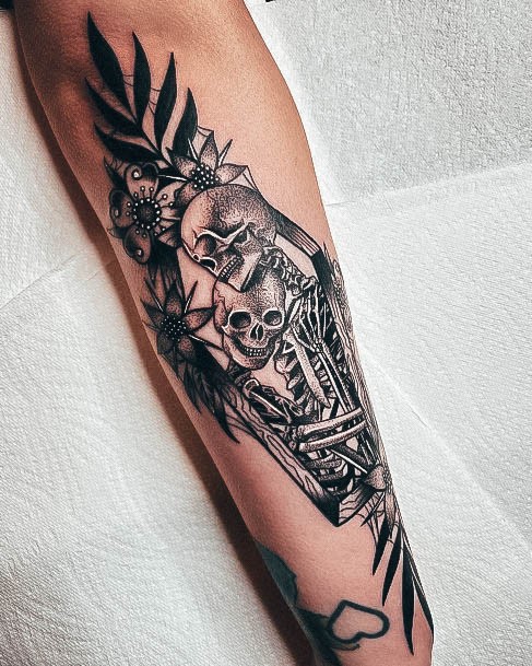 Neat Skeleton Tattoo On Female