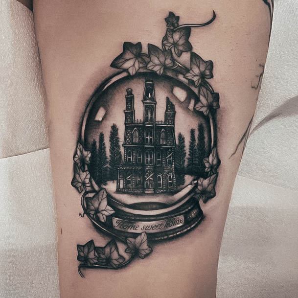 Neat Snowglobe Tattoo On Female