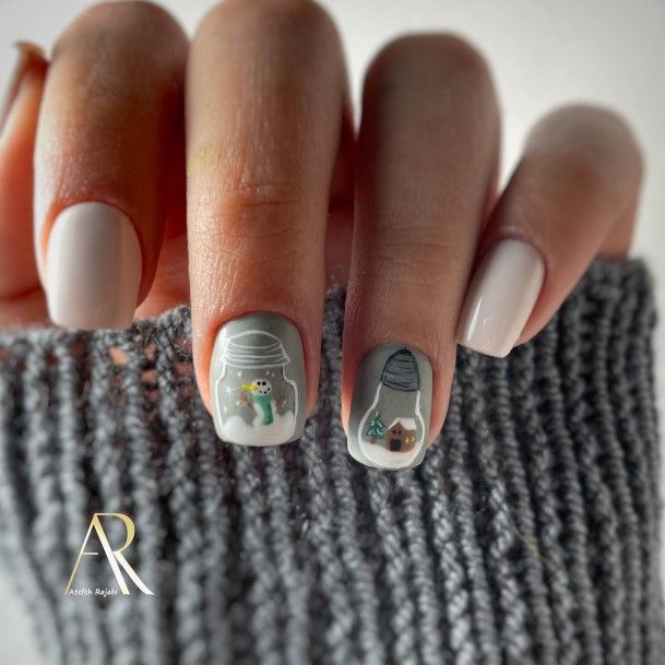 Neat Snowman Nail On Female