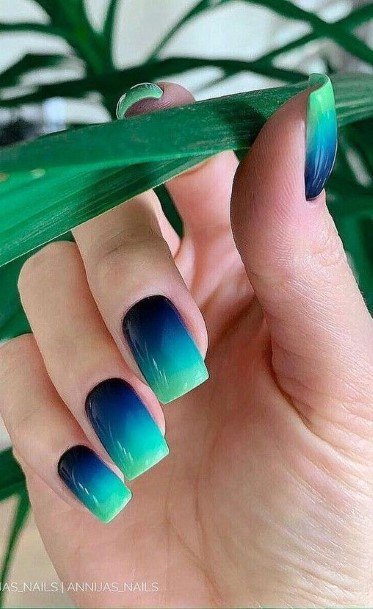Neat Square Ombre Nail On Female