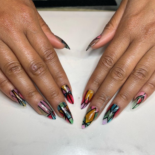 Neat Stained Glass Nail On Female