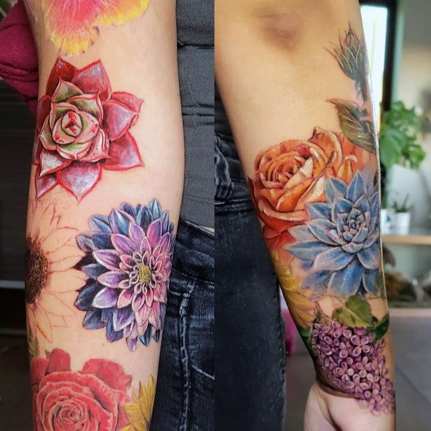 Neat Succulent Tattoo On Female