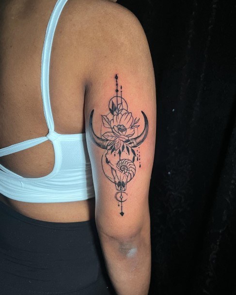 Neat Taurus Tattoo On Female