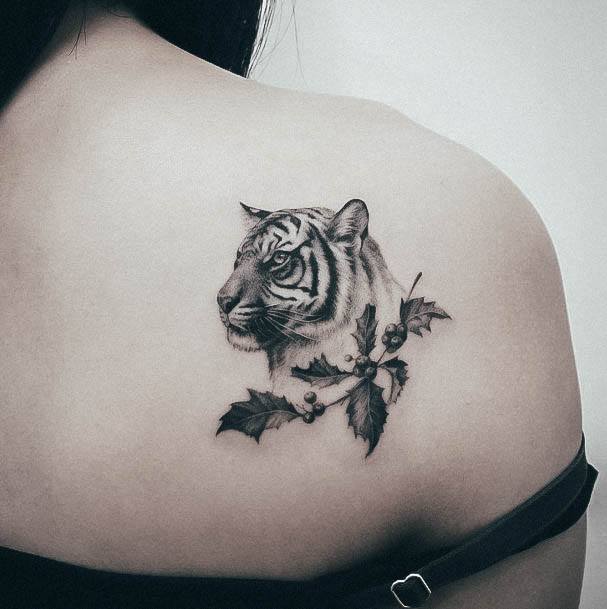 Neat Tiger Tattoo On Female