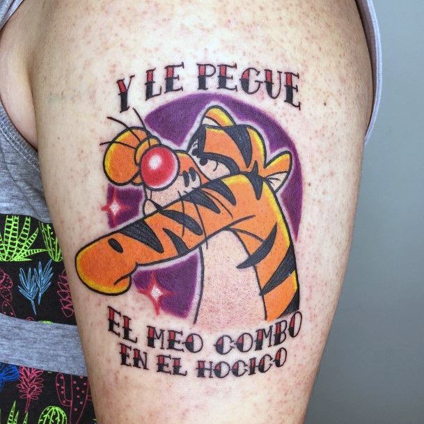 Neat Tigger Tattoo On Female