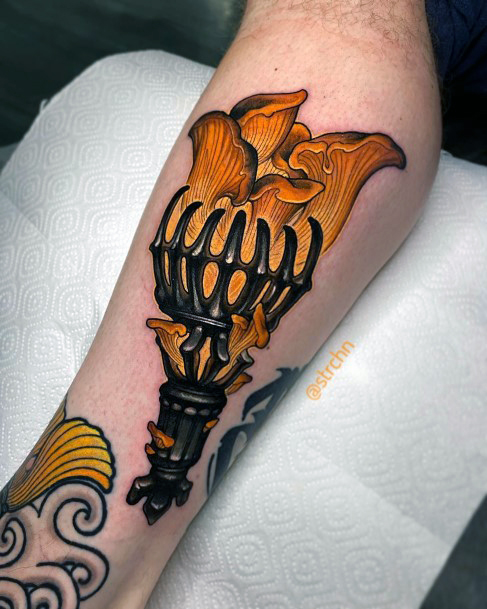 Neat Torch Tattoo On Female