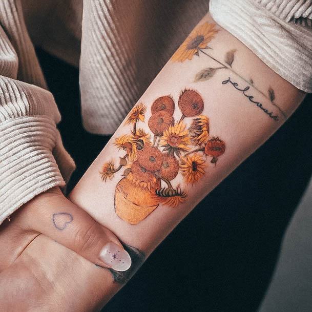 Neat Van Gogh Tattoo On Female