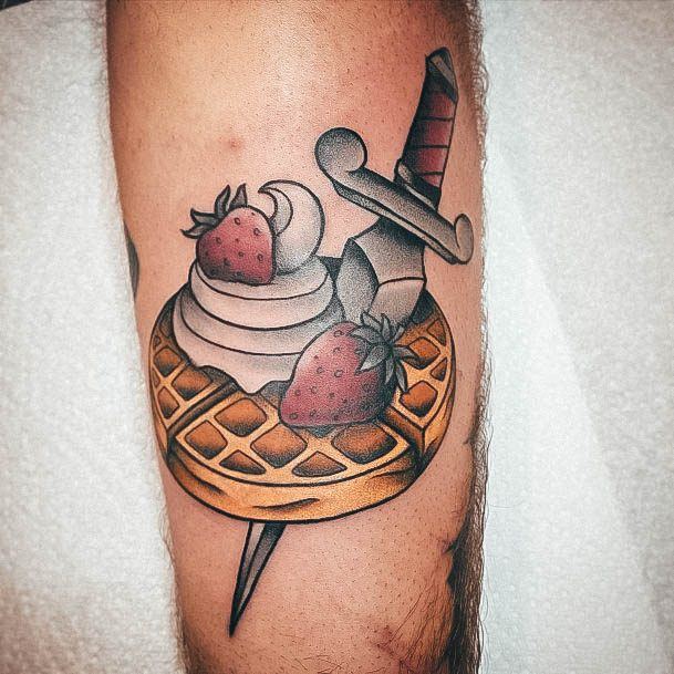 Neat Waffle Tattoo On Female