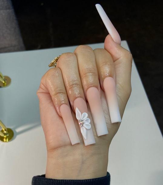 Neat White And Nude Nail On Female