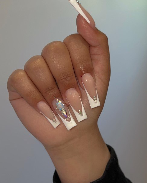 Neat White French Tip Nail On Female