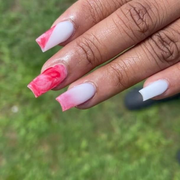 Neat White Ombre Nail On Female