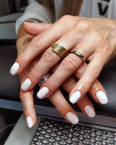 Neat White Squoval Nails