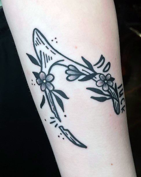 Neat Wishbone Tattoo On Female