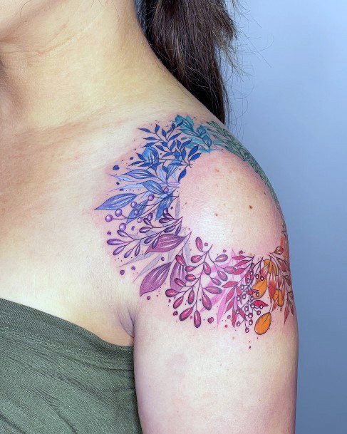 Neat Wreath Tattoo On Female